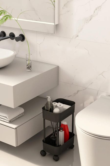 Çok Amaçlı 2 Katlı Banyo Dolabı, Evye Altı Düzenleyici Dolap Içi Tezgah Altı Tekerlekli Organizer - Deterjanlık, Dolap içi Raf - Image 2