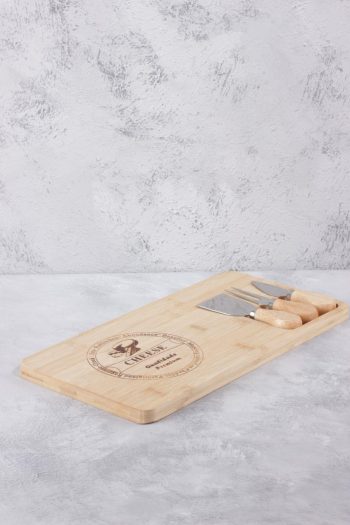 Bambu Peynir Servis Sunum Tabağı Seti - 4 Parça Kahvaltılık Sunumluk Tabak - Servis Tahtası