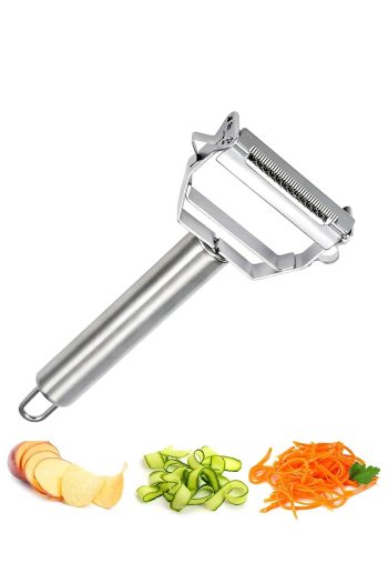 Paslanmaz Çelik Lüks Sebze, Meyve Soyacağı - Çok Amaçlı Jülyen Soyucu - Çift Foksiyonlu Soyacak  Patates, Havuç Elma Soyacağı