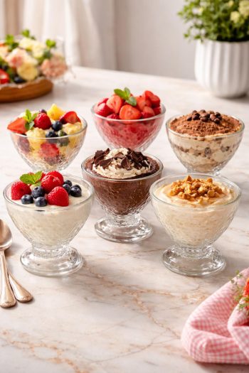 6lı Cam Puding Tatlı Dondurma Kahvaltılık Kasesi Seti Çerez Magnolya-Magnolia Sunum Kasesi
