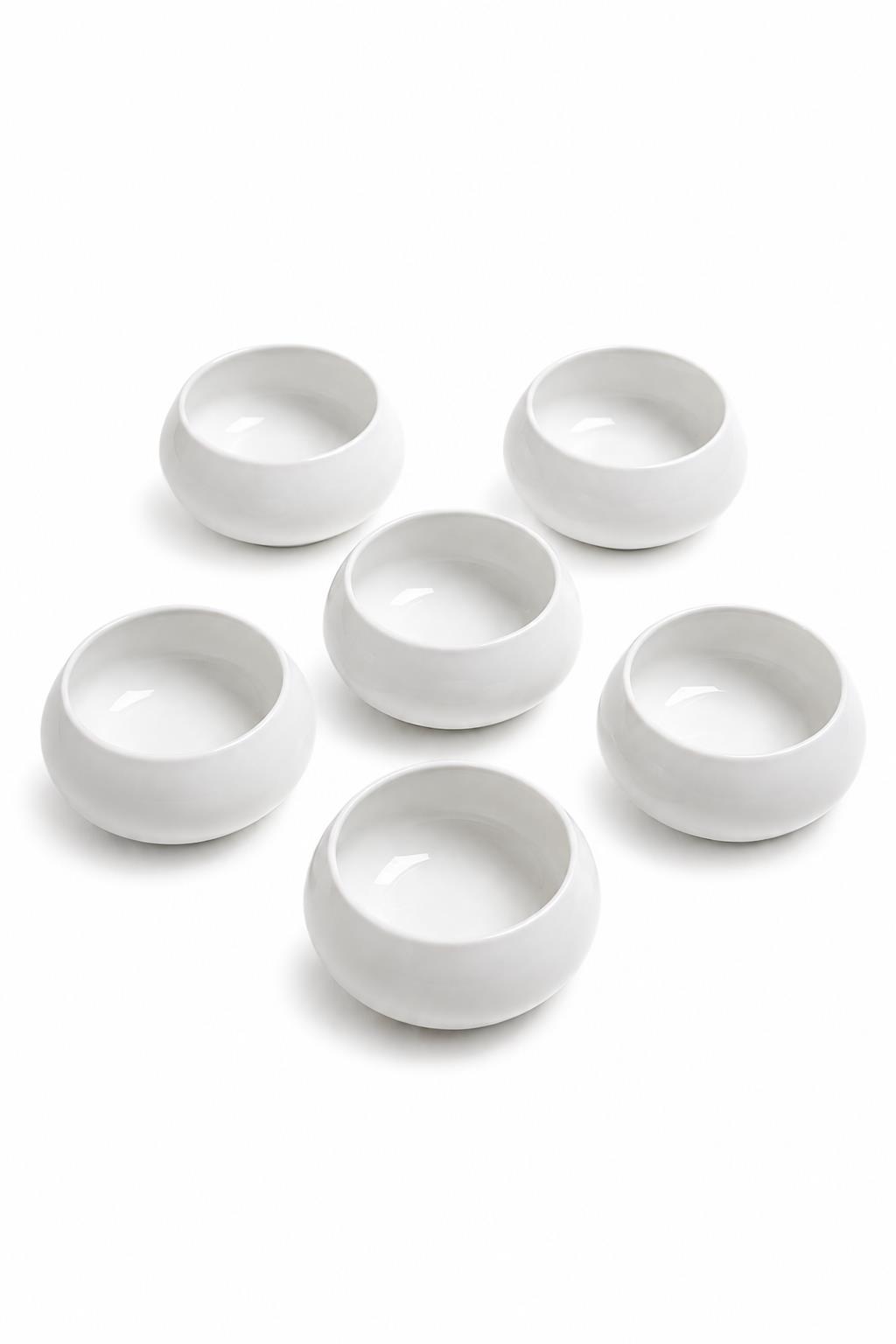 6’lı Beyaz Porselen Kase Seti Kahvaltılık Çerezlik Sosluk Tatlı Sunum Kasesi 5.5x10 cm - Görsel 2