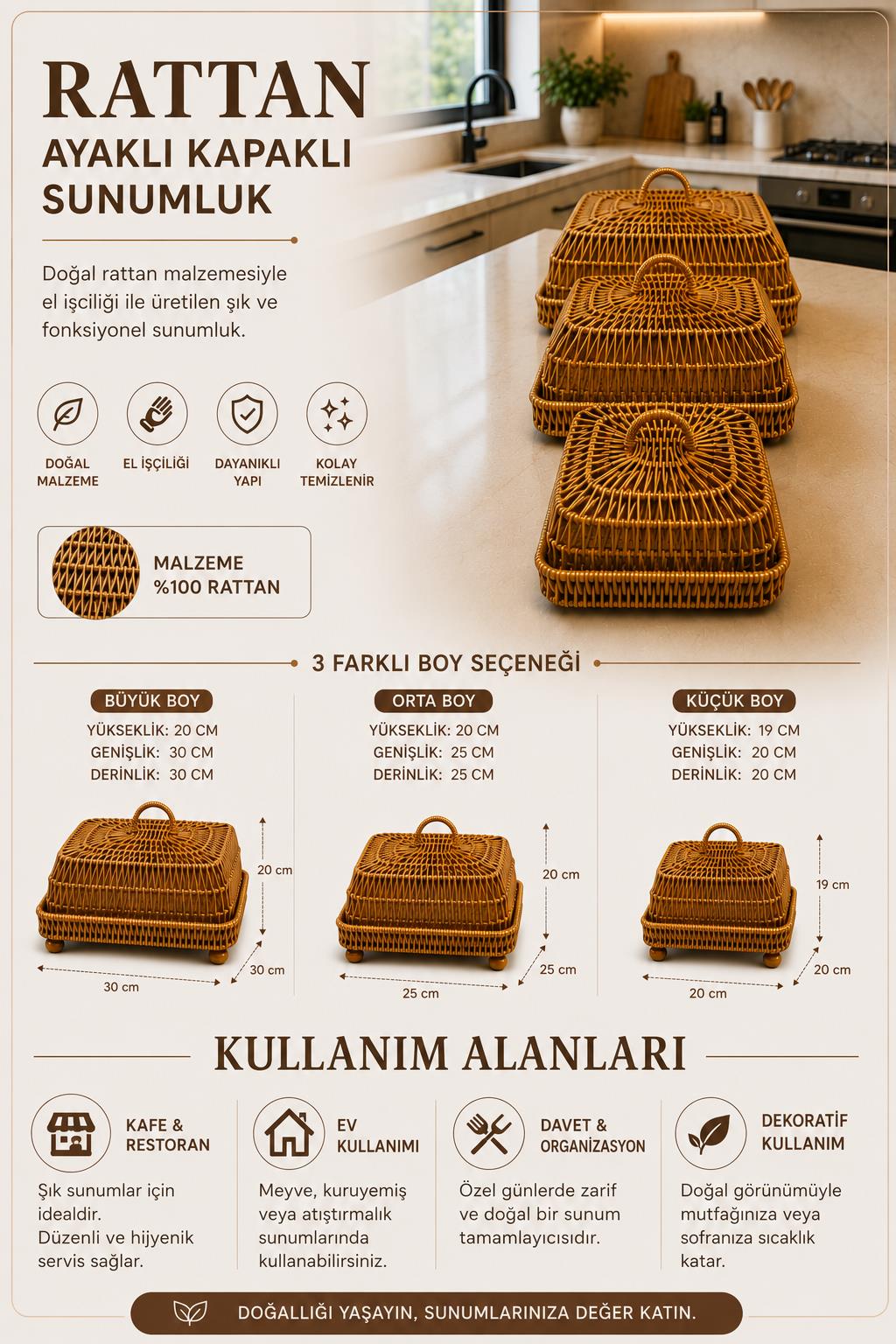 3 Boy Rattan Ayaklı Kapaklı Sunumluk Tepsi Seti Doğal El İşçiligi Sunum Sepeti Organizer Meyvelik - Görsel 4