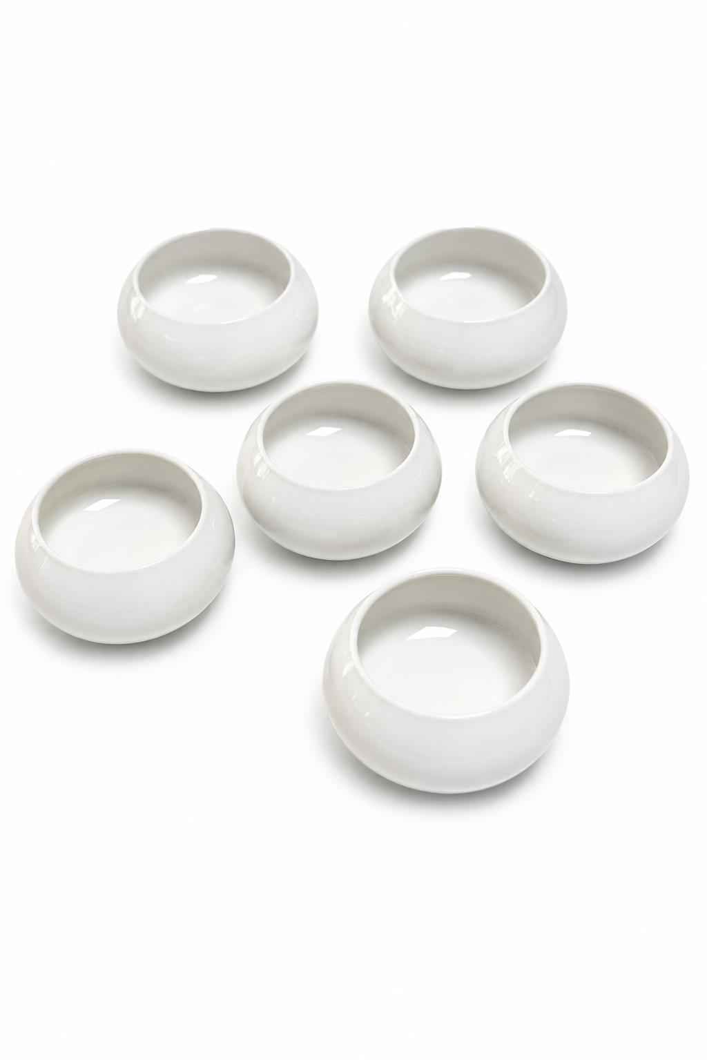 6’lı Beyaz Porselen Kahvaltılık Çerezlik Sosluk Kase Seti Çok Amaçlı Sunumluk 4x8.5 cm - Görsel 2